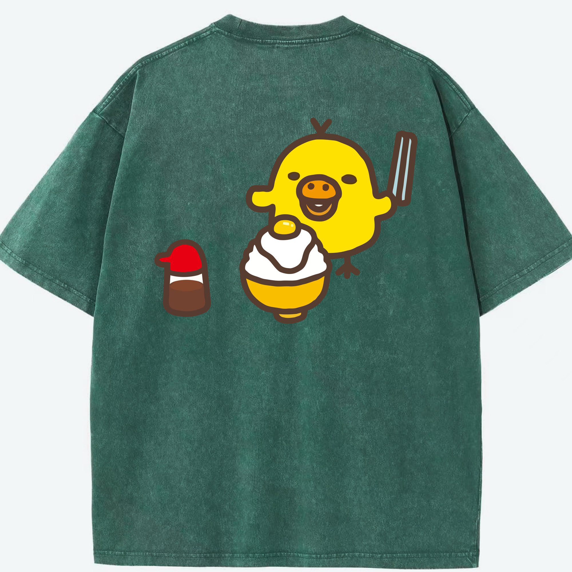 （画像用） リラックマ リラックマ キイロイトリ Rilakkuma Korilakkuma Kiiroitori 綿100% ヴィンテージ風 半袖Tシャツ（背面プリント）